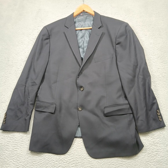 Hart Schaffner Marx Blazer 48R Navy Wool‎ 2 Button Sport Coat USA Made